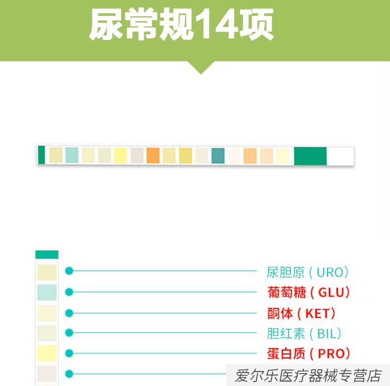 尿常規14項尿液檢測試紙分析儀微量白蛋白測試肌酐尿糖腎炎 1盒2條裝