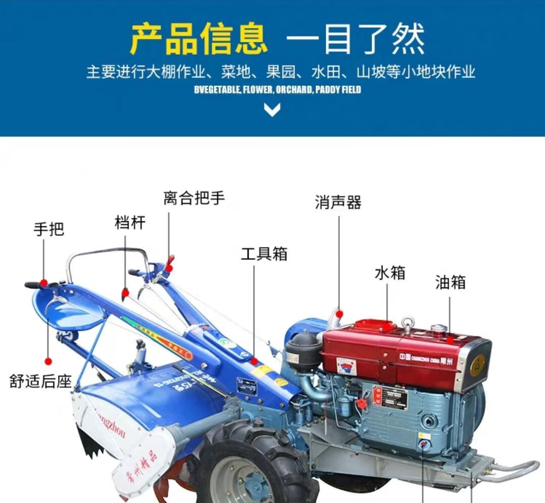 pws12-18马力常美手扶拖拉机旋耕机开沟小型农用机具柴油机起垄器犁