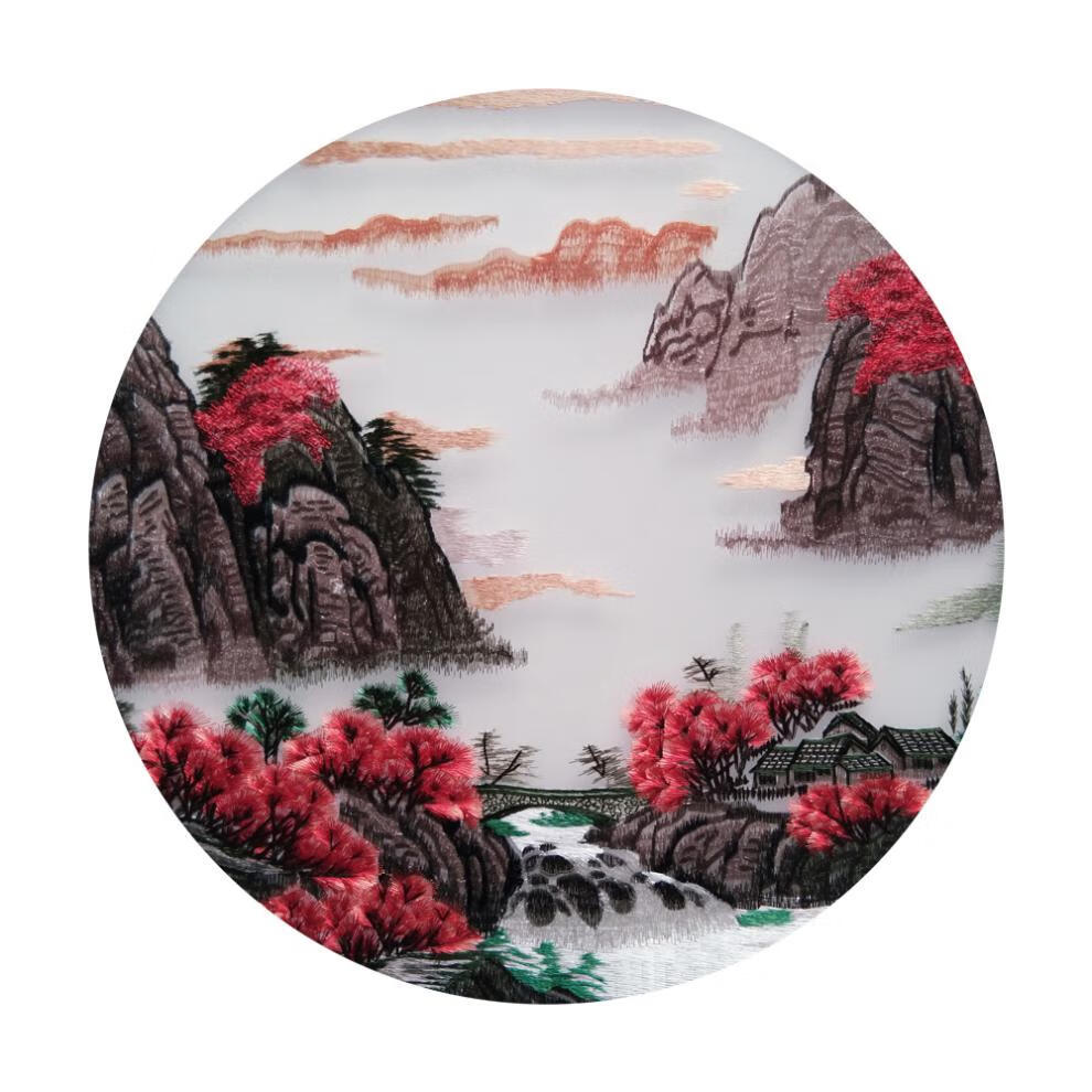 苏绣实木带框成品客厅装饰艺术品真丝仿手工刺绣机绣中式家居挂画闪康