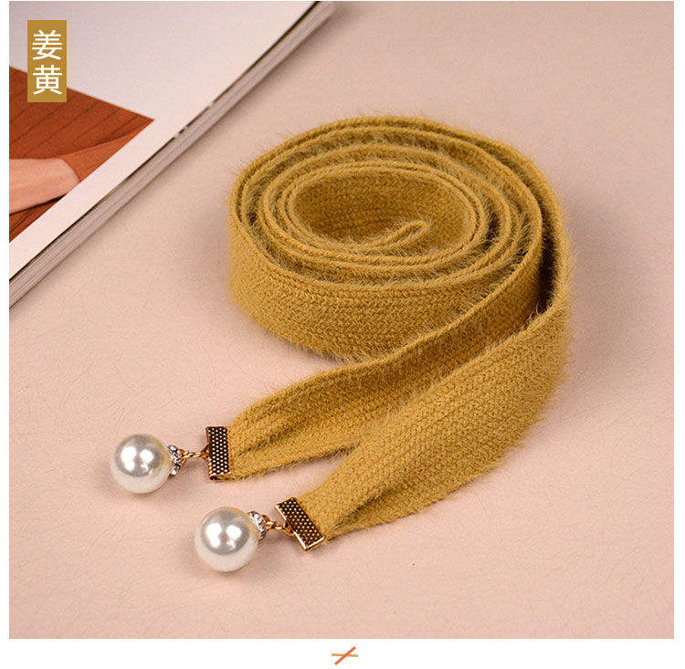 毛线腰带韩版毛衣裙细腰带女百搭连衣裙色裙带子针织衫束腰腰绳米色宽