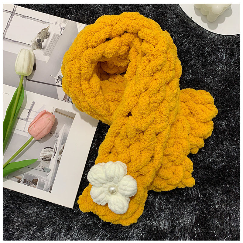 手指围巾粗线手指围巾diy材料包自制毛线手工编织围脖情侣送男女朋友