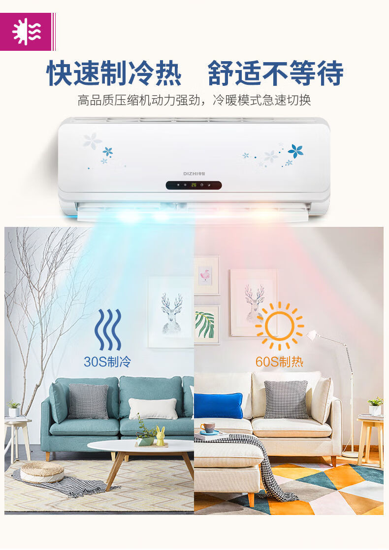 帝智定 频空调挂机家用壁挂式大1.