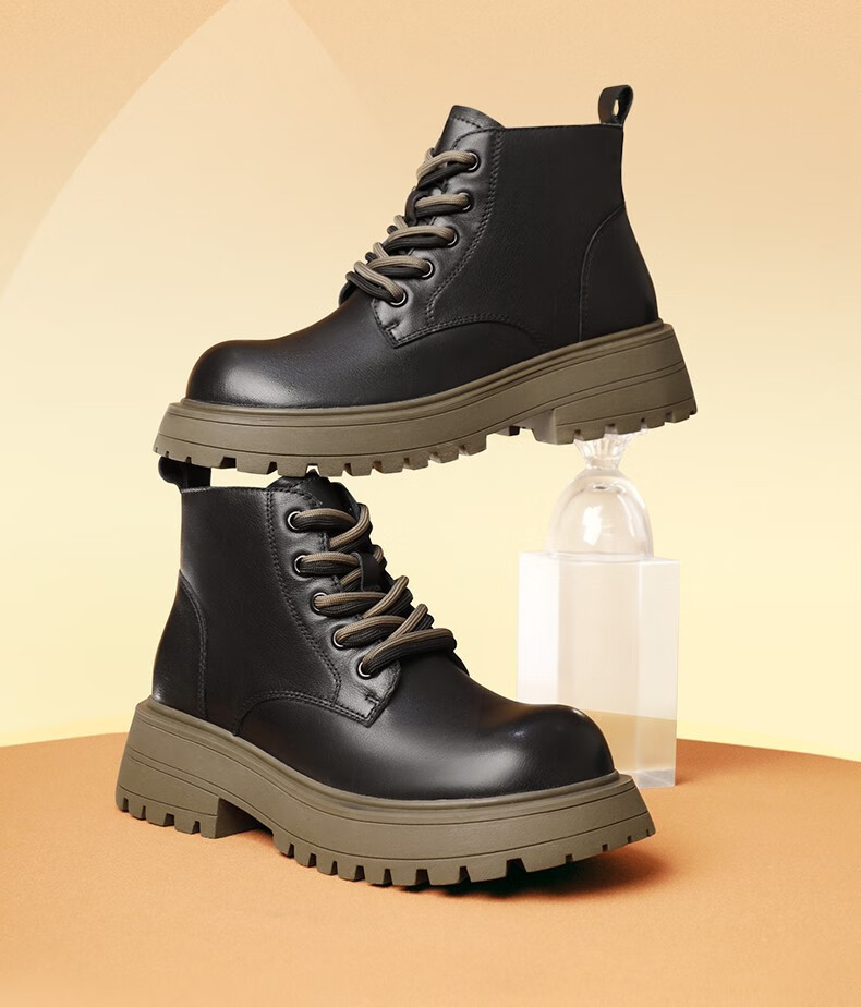 卡迪高旗舰店官方同款英伦风马丁靴女2022秋冬季新款百搭厚底靴子机车