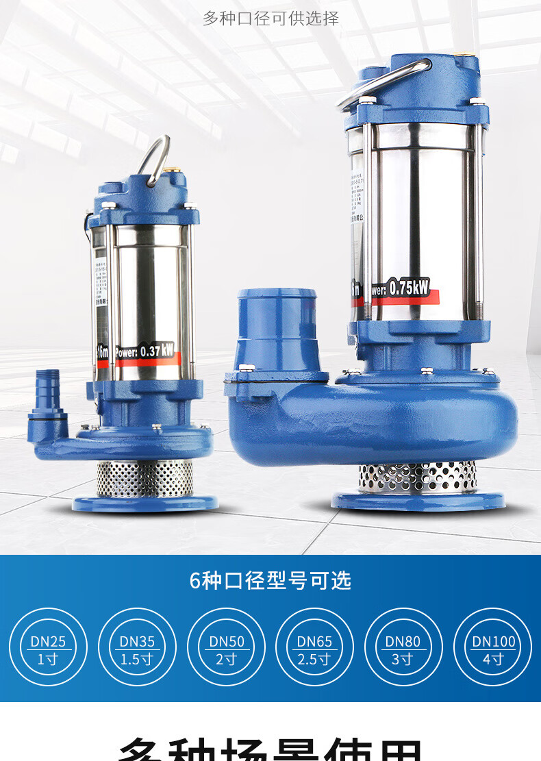 大元不锈钢潜水泵家用井用220v380v工业农用灌溉高扬程流量抽水泵qdx