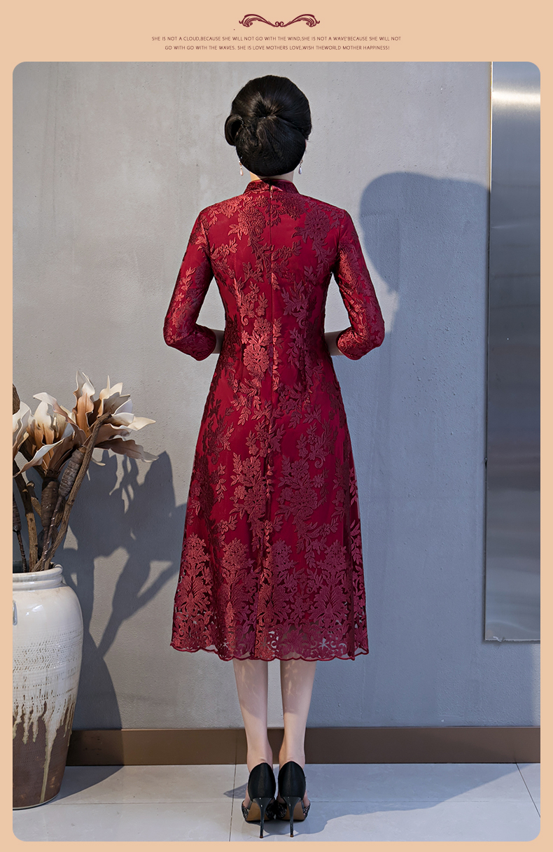 喜妈妈婚礼服春款旗袍裙新款年轻新娘结婚妈妈装改良高贵喜婆婆连衣裙