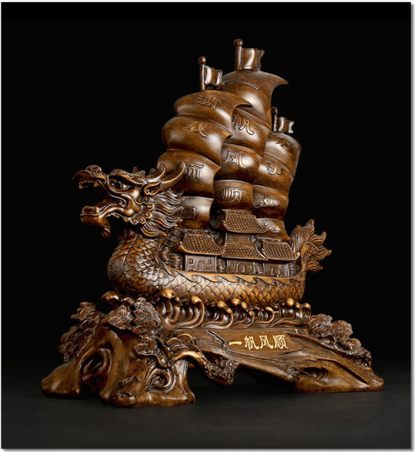 伦硕新品新房搬迁礼物一帆风顺船帆船摆件工艺品家居一帆风顺带笔筒