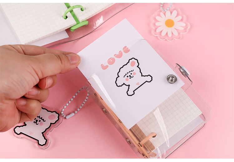 豆豆本 活页本迷你mini日记本简约追星手帐3孔活页小本子手账本可爱