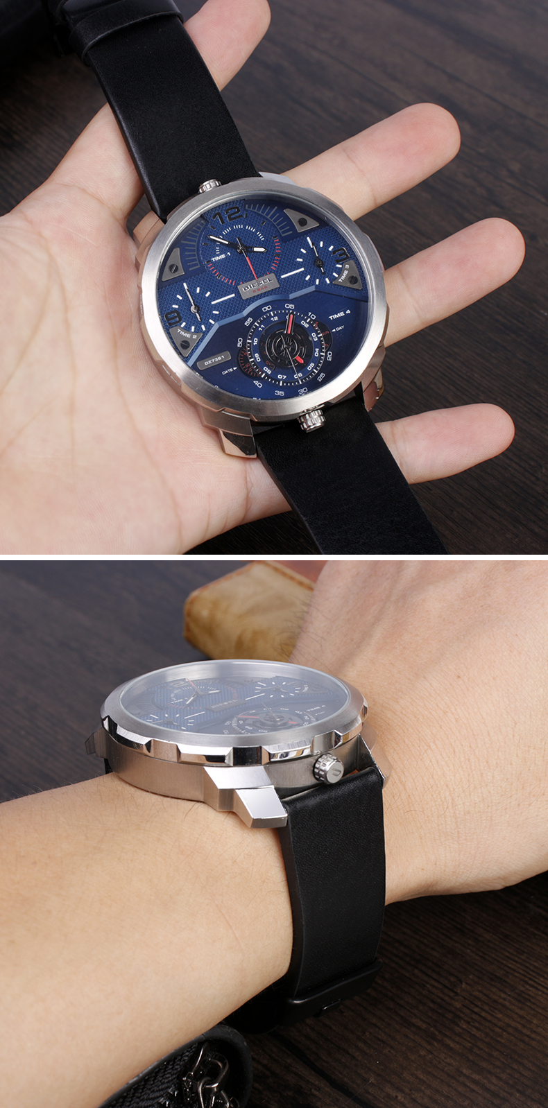 大号真皮男适配迪赛dz16577395飞克fk030038牛皮27283032mm手表带平纹