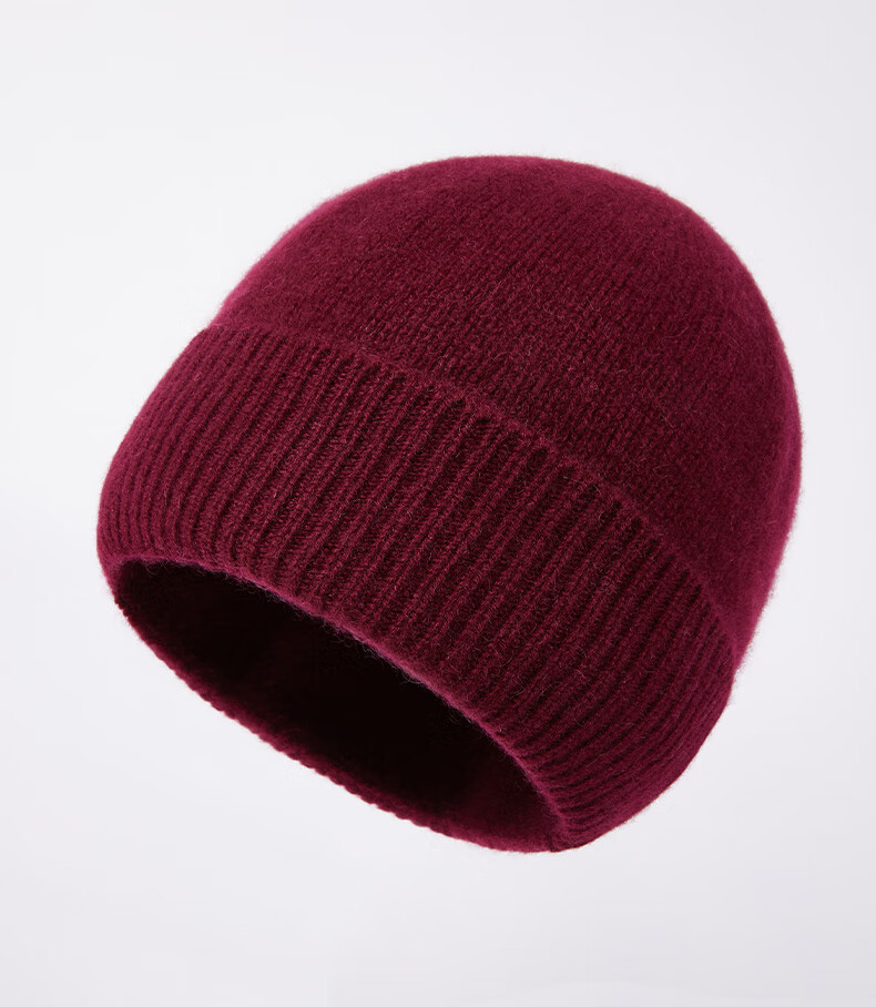 恒源祥羊绒帽子男女秋冬季山羊绒毛线帽保暖防寒包头针织帽c22215深灰