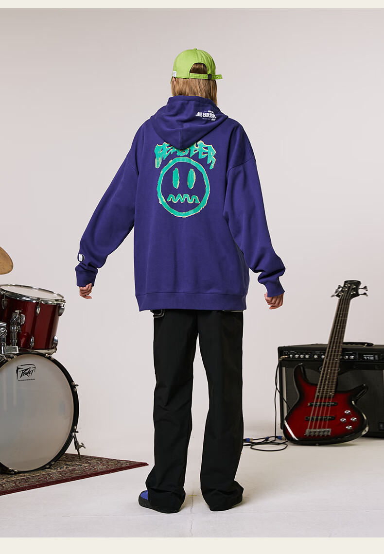 beaster小恶魔鬼脸潮流音乐印花连帽卫衣女简约运动休闲上衣男情侣装