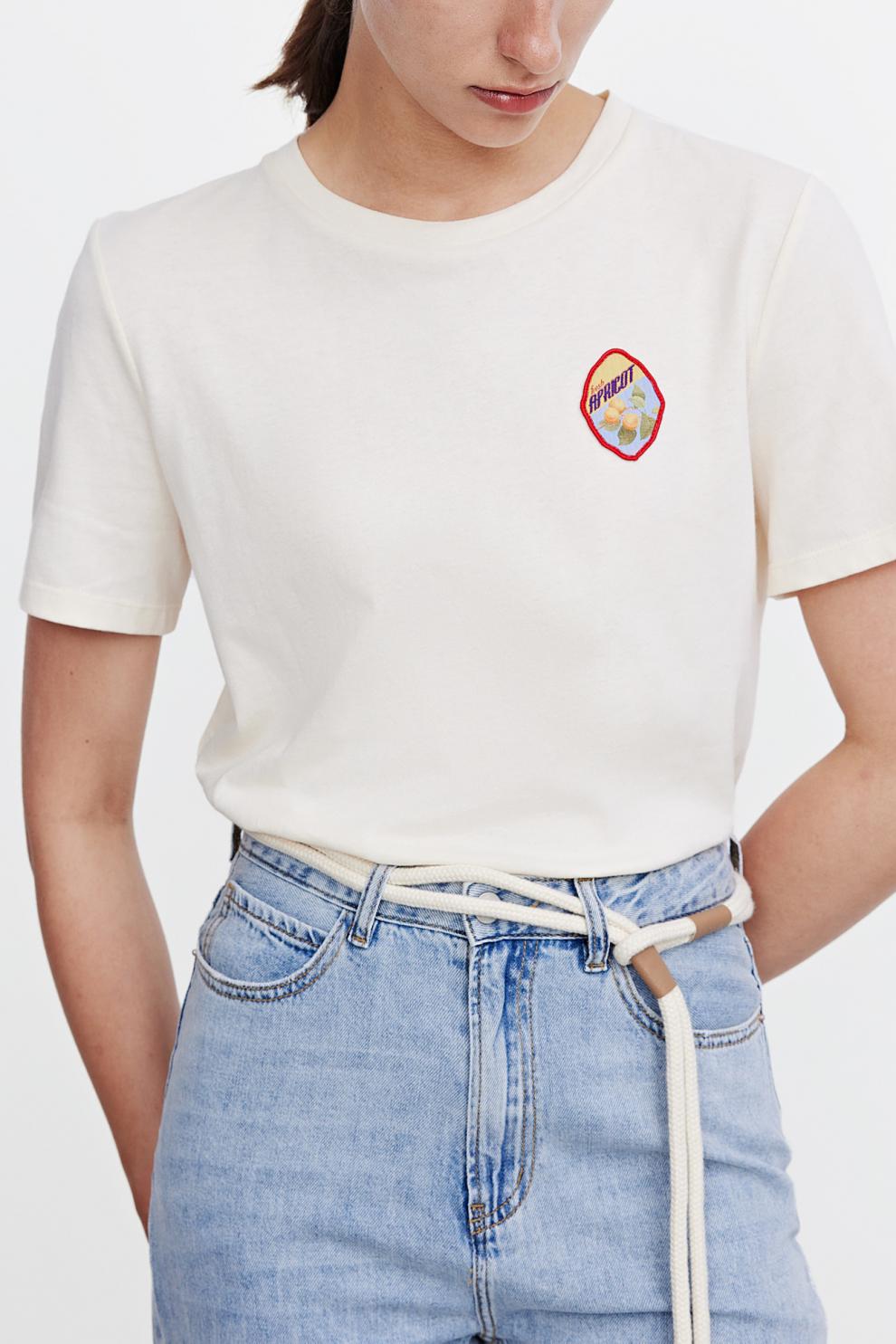 ur2021春夏新品女装简约休闲章仔宽松薄款圆领t恤wh20r4mn2002 粉绿 s