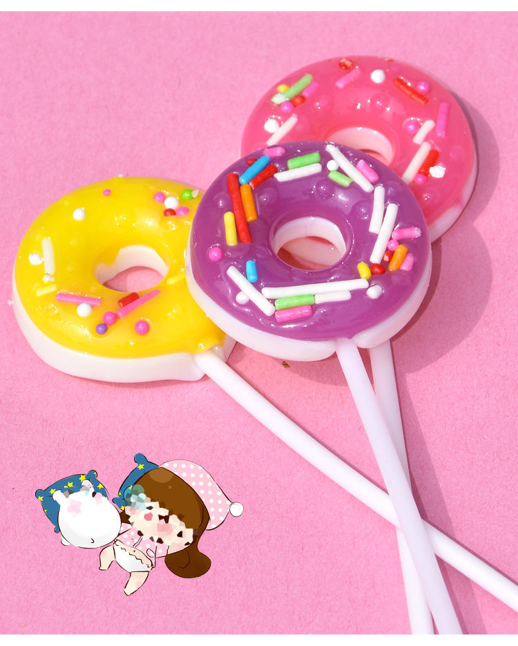 甜甜圈棒棒糖1030支桶装创意可爱网红零食水果口味儿童糖果水果一族