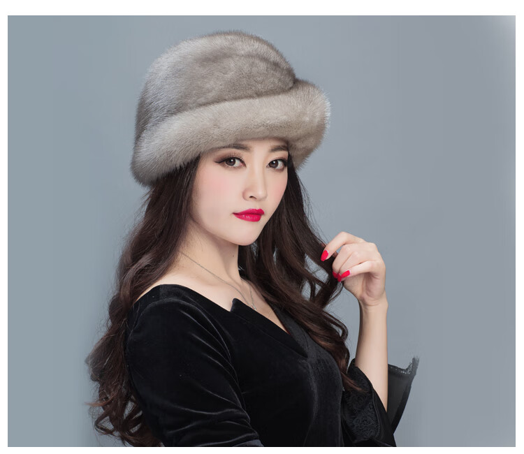 貂皮帽子女士冬季保暖水貂毛整貂中老年冬天护耳貂绒妈妈皮草帽子