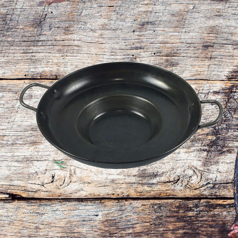 铁锅煎饼锅摆摊商用大号平底锅煎包熟铁锅无涂层传统老式双耳36cm锣锅