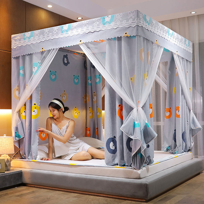 蚊帐床帘一体式家用遮光15米床上蚊帐18米双人床加密蒙古包12m蚊帐