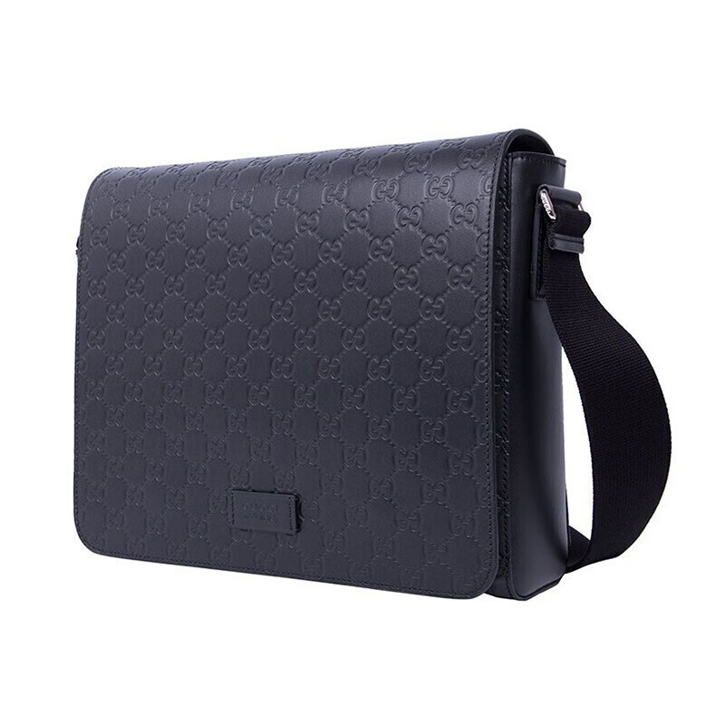 gucci/古驰 男士皮革单肩包斜挎包黑色 皮质 523226 cwcbn 1000 黑色