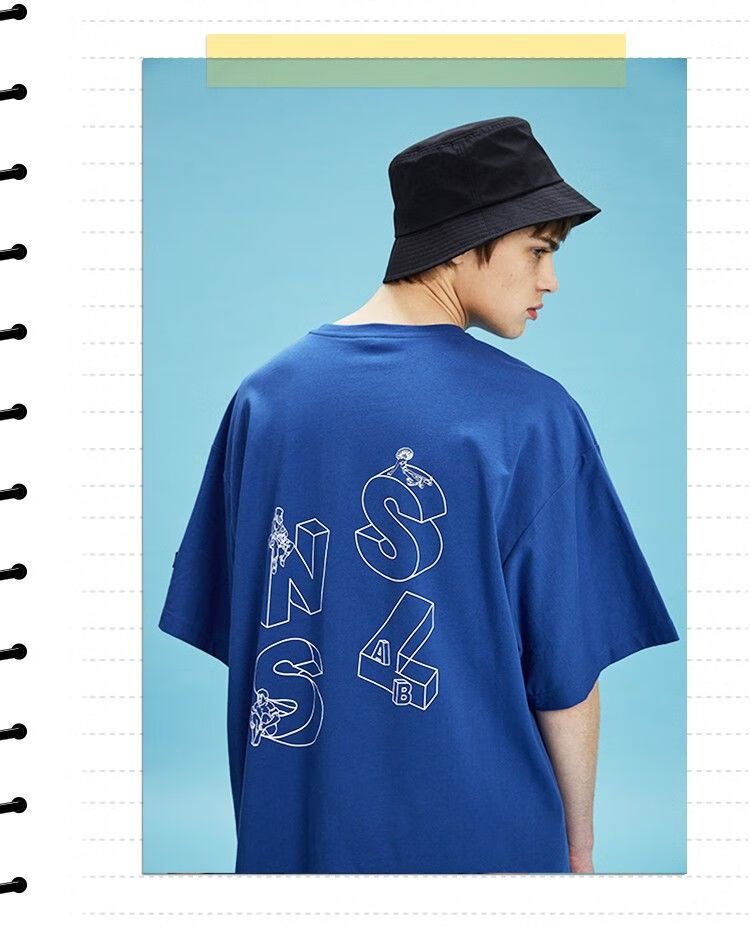 【严浩翔同款】nss lab 20s/s国潮电光蓝趣味圆领短袖t恤情侣bf风潮牌