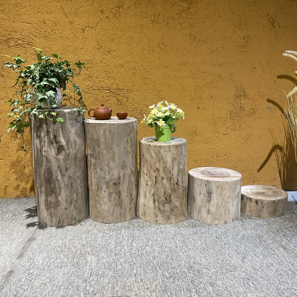 香樟木圆凳 实木木墩客厅木凳花架木桩树墩坐凳换鞋凳根雕摆件 高12直