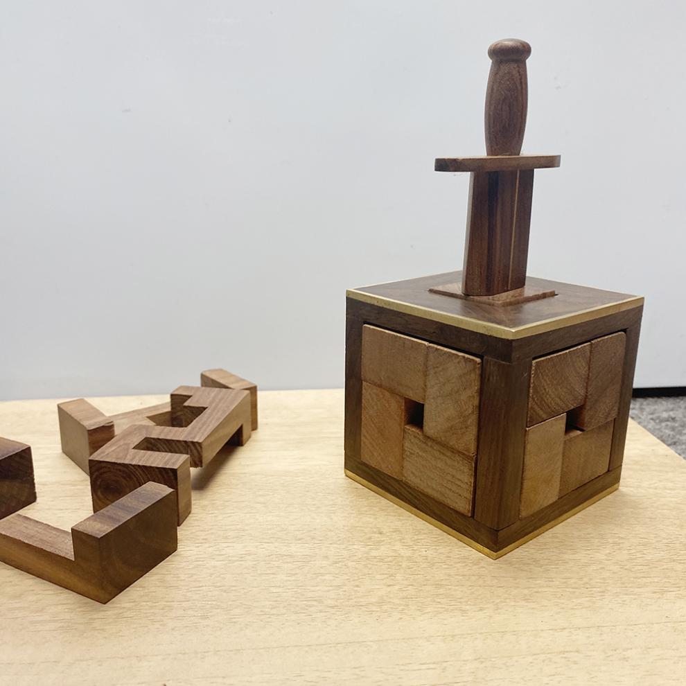 puzzle解密盒简单圣剑puzzle木质十级难度高智商烧脑解密盒拼图鲁班锁