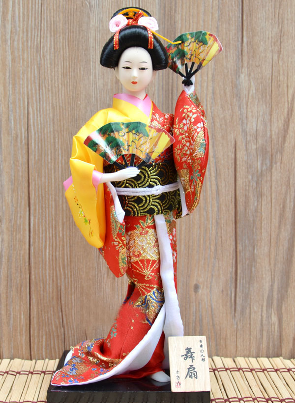 【曲美思】日本艺伎人偶12寸人形手工绢人和服娃娃木偶工艺品日料店