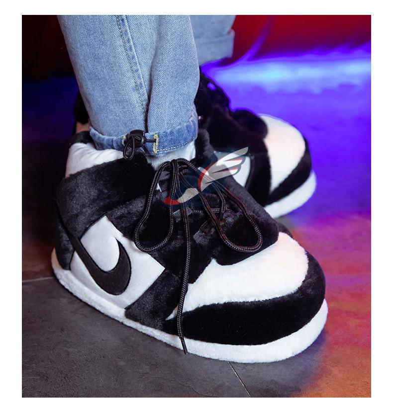 搞怪拖鞋网红恶搞aj黑白熊猫棉拖鞋抖音恶搞棉鞋大a锥胖胖鞋情侣款