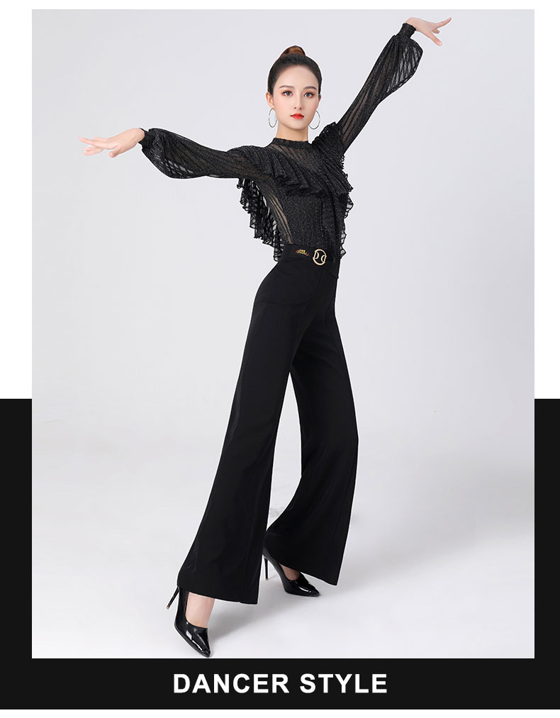 女士交谊舞上衣长袖吉特巴演出服新款三步踩舞服装衣国标舞华尔兹