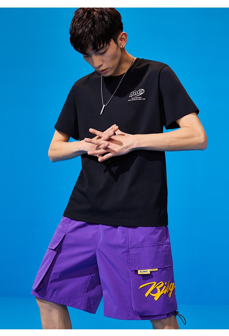 安踏短袖t恤男士2021夏新款运动休闲宽松潮流透气半袖圆领套头上衣 -2