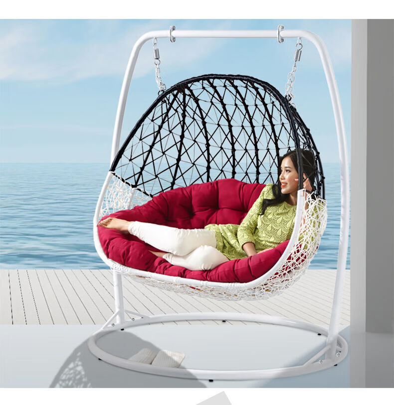 双人鸟巢吊篮秋千藤艺吊椅室内阳台户外秋千椅吊栏摇椅 双人吊椅(紫红