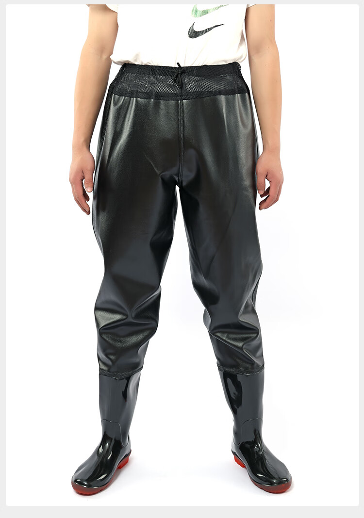 达瓦下水裤同款齐腰下水裤超轻耐磨防水半身加厚抓鱼皮叉裤男涉水雨裤