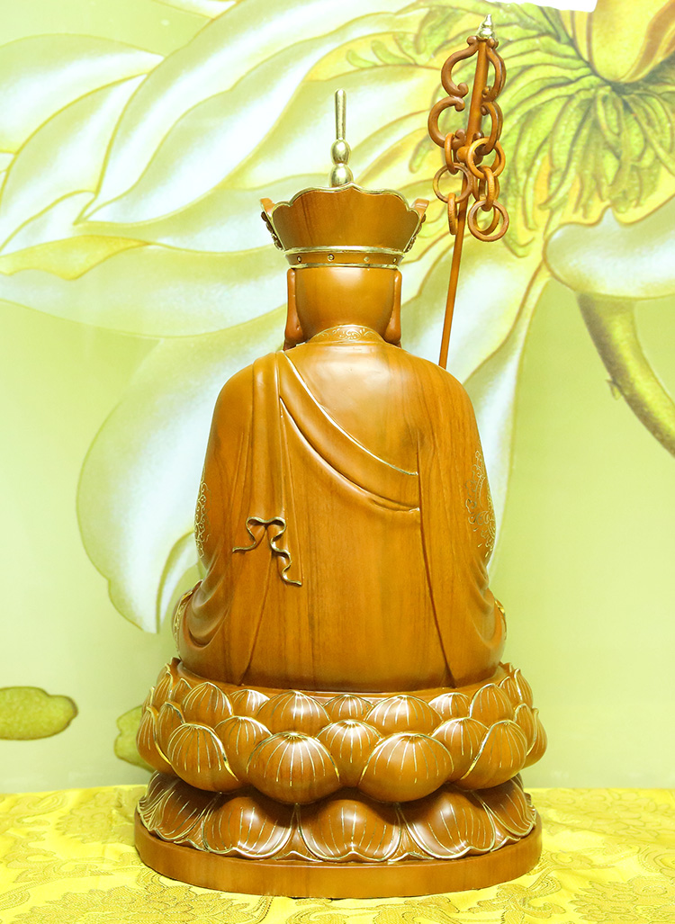 行天宫木雕香樟木娑婆三圣地藏王菩萨地藏王佛像家用供