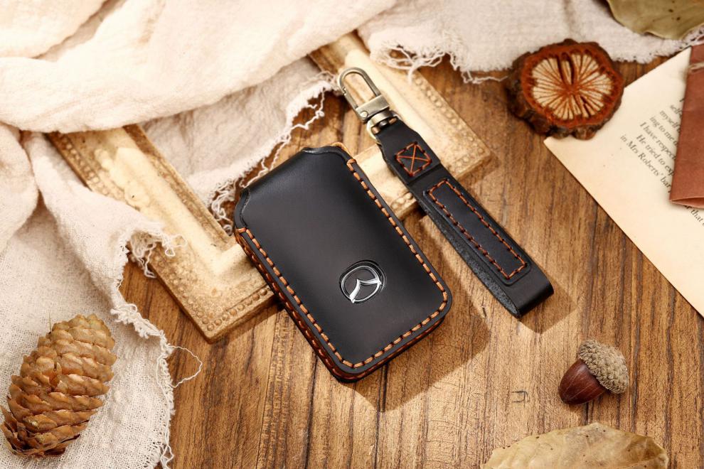 适用于马自达昂克赛拉阿特兹车钥匙套纯手工皮汽车钥匙套保护套耐磨防