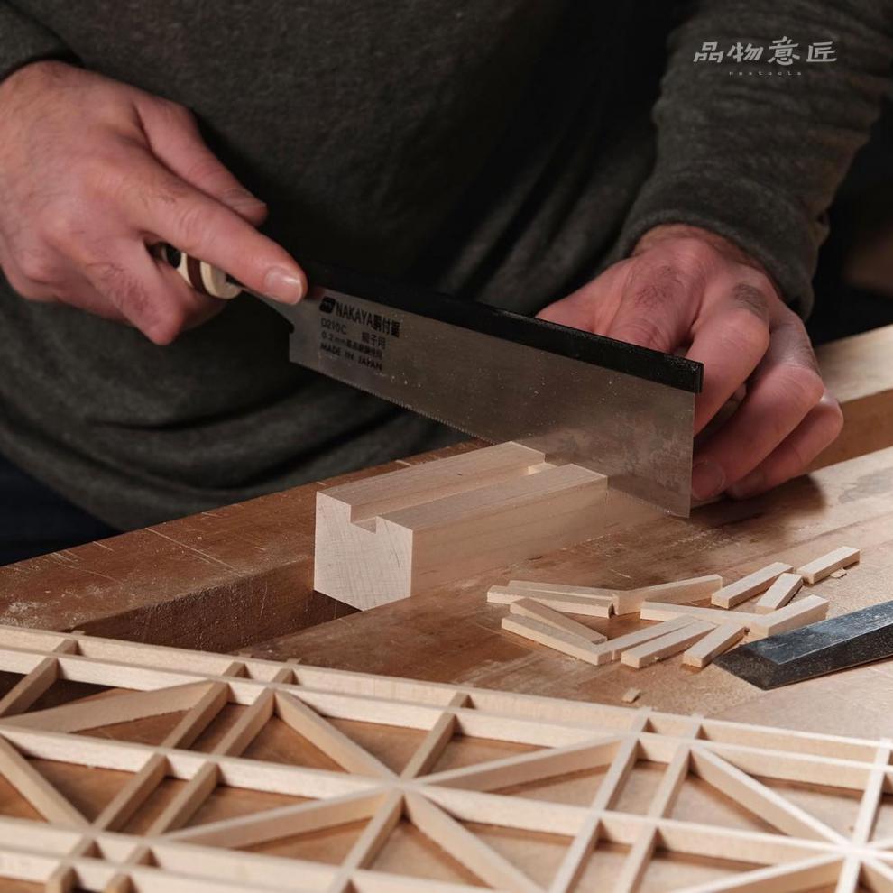 日本中屋夹背锯组子细工燕尾开榫手锯木工手工双刃锯进口精密 中屋平