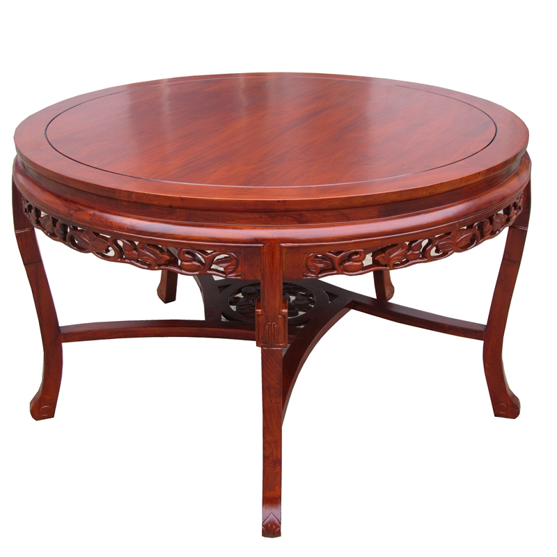 16 榆木餐桌实木餐桌椅组合中式小户型仿古餐桌圆形餐厅家用实木圆桌