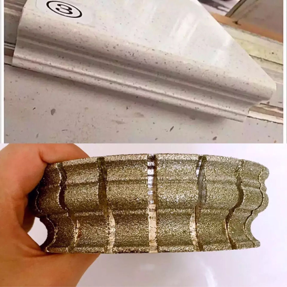 电镀金刚石磨轮石材磨边机石英石大理石线条轮407石材辅料6公分407