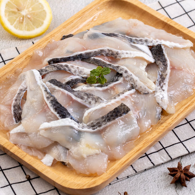 免浆黑鱼片250克/盒装生鱼片半成品商用 1000g*24斤装 酸菜【图片