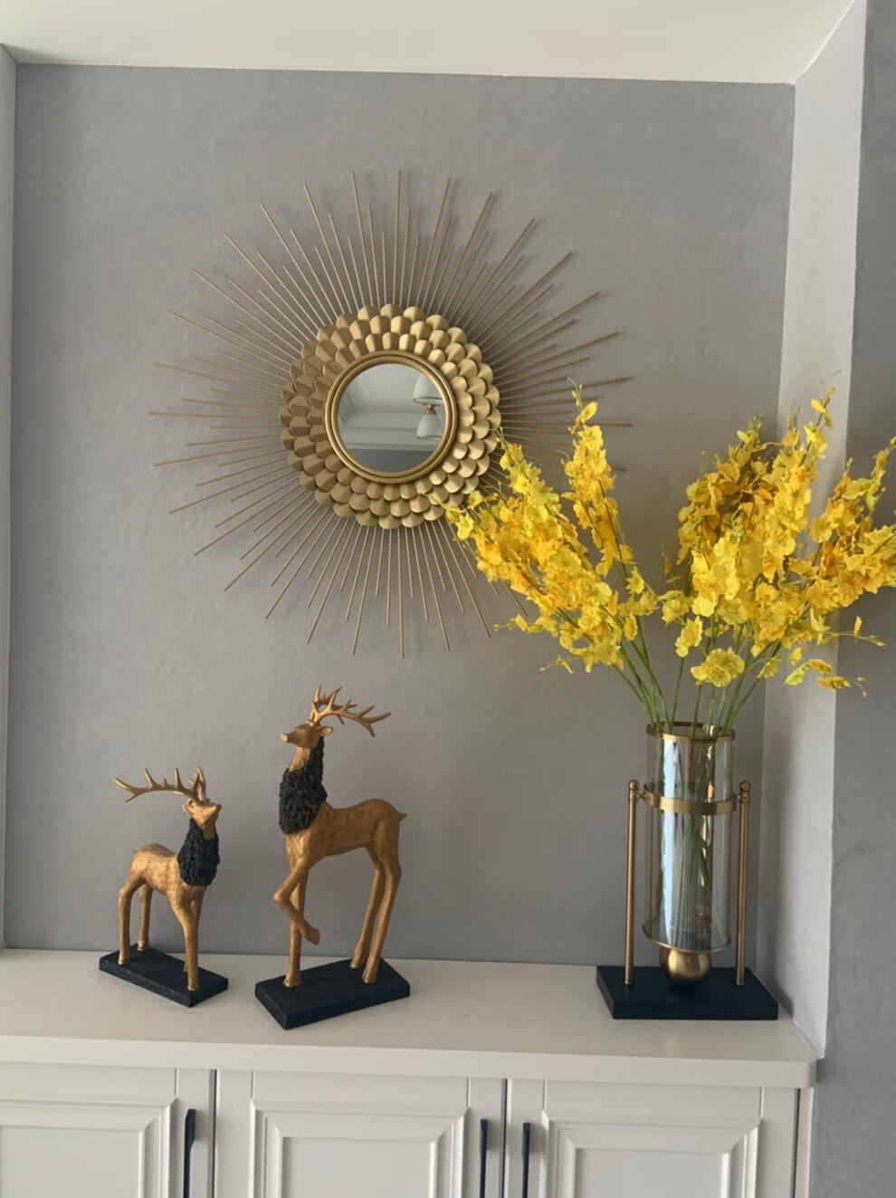 铁艺装饰太阳镜子壁挂现代中式酒店家居背景墙装饰品玄关壁饰挂件