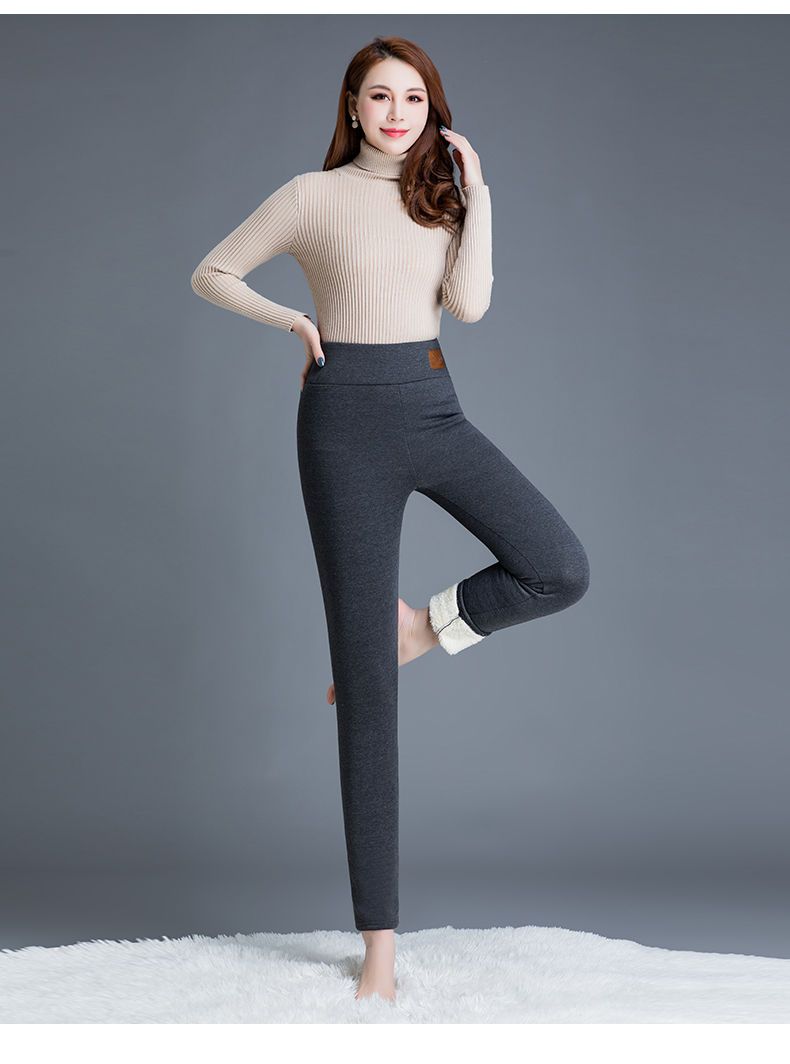 羊毛裤女500克羊羔绒打底裤女加绒加厚冬季外穿显瘦高腰大码保暖小脚