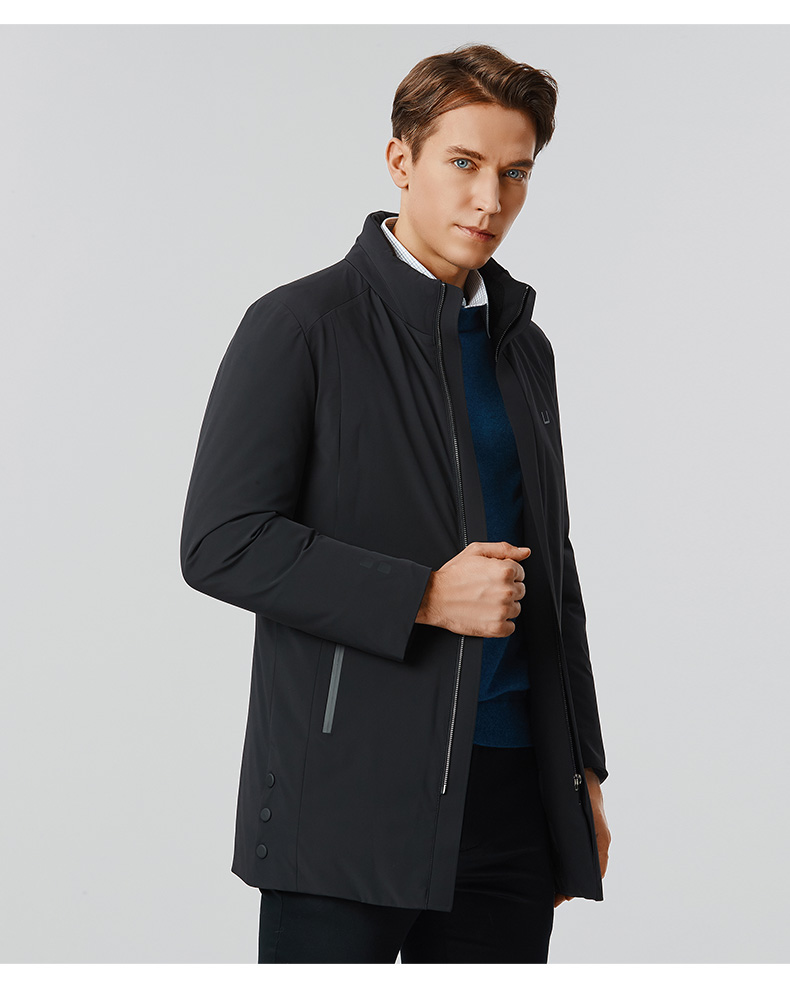 梦特娇官方直发冬季新款男士商务休闲羽绒服中长款时尚立领羽绒服外套