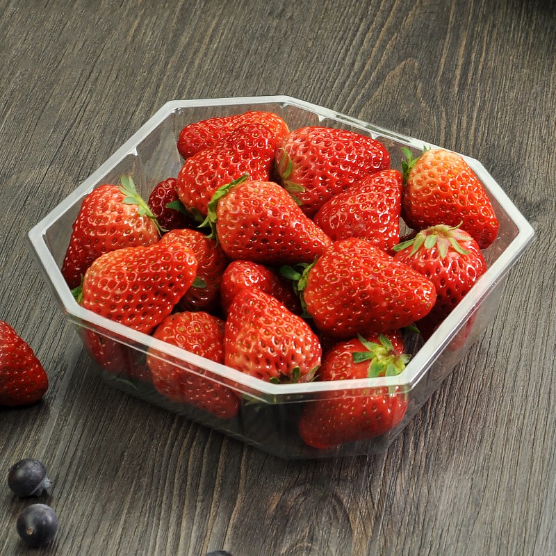 一斤装一次性无盖水果包装盒草莓菠萝蜜打包盒八角边水果盒子1813h5小