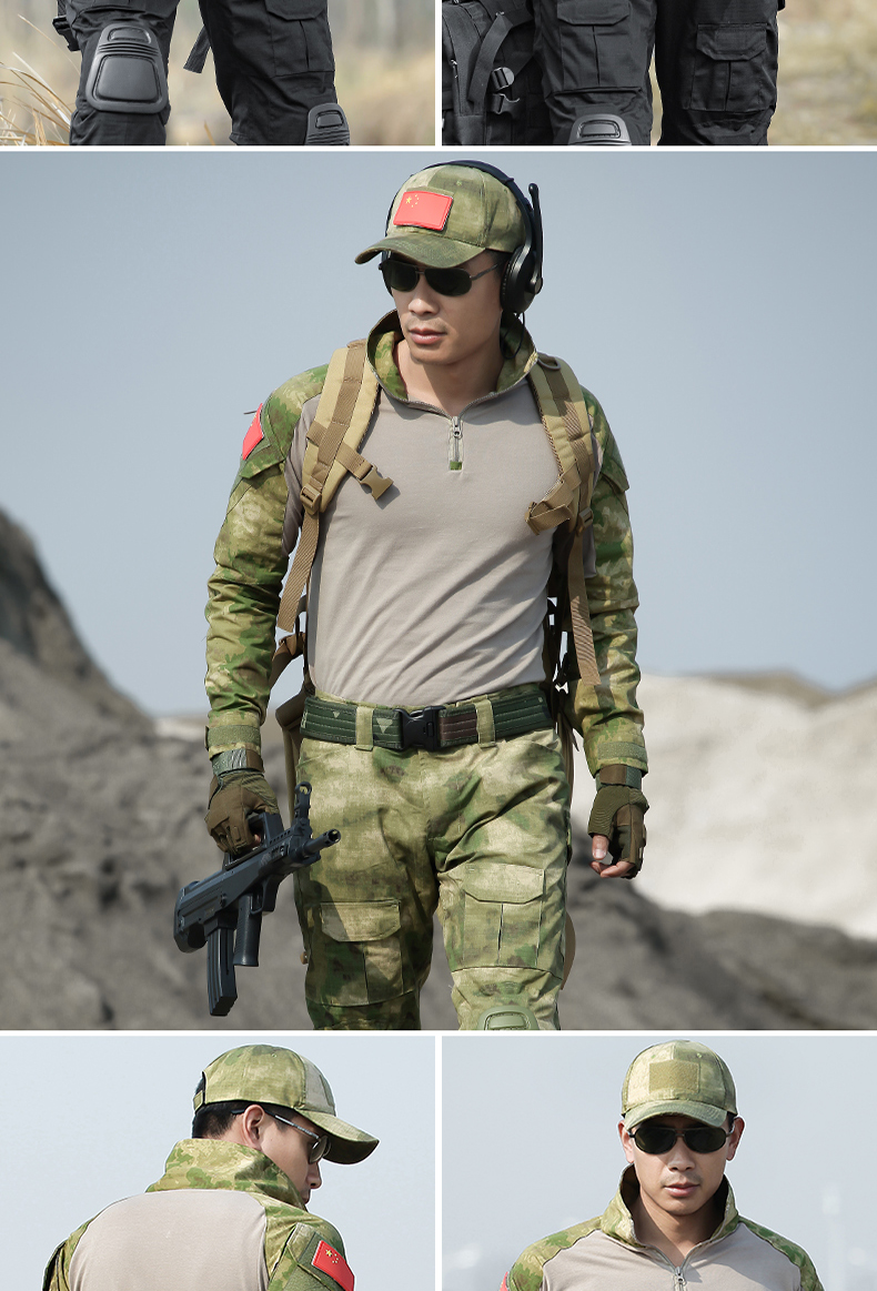 户外短袖迷彩蛙服战术套装男女军迷户外拓展野战训作服耐磨cs套装acu