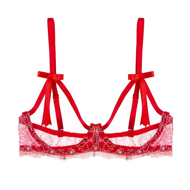 情趣内衣女诱惑血滴子三点式比基尼露胸套装钢圈性感聚拢文胸sm私处