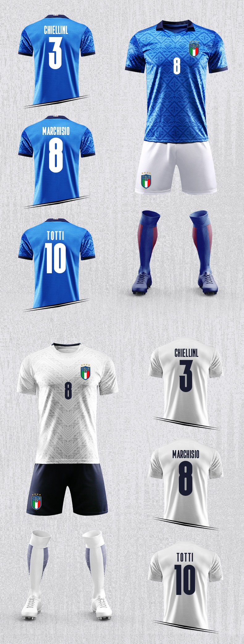 穆斯特2021意大利球衣欧洲杯国家队主场客场比赛队服足球服男定制套装