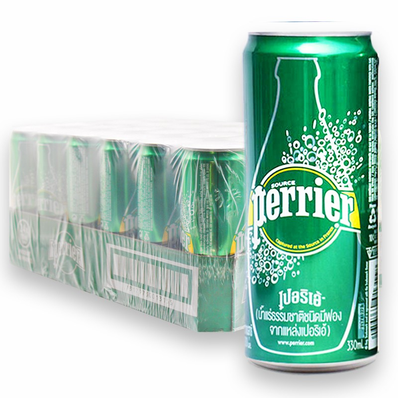 巴黎水perrier苏打水青柠味气泡水天然25ml3易拉罐装法国西柚250ml30