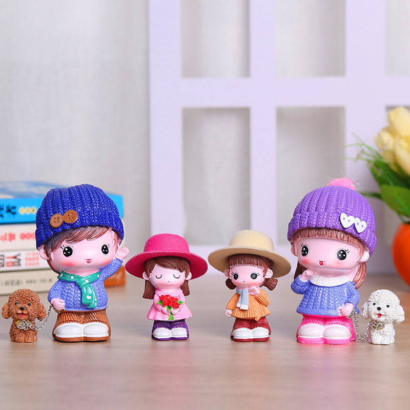 卡通可爱客厅小摆件电视柜墙上玄关现代家居房间装饰品一家三四口乐乐