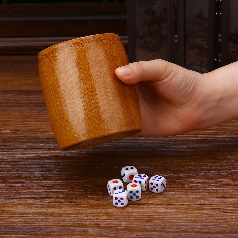 竹木筛盅筛筒ktv骰盅酒吧用品摇色子筒色子骰子摇盅甩盅色盅色子50粒