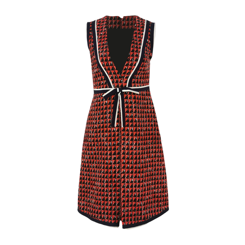 gucci/古驰 女士连衣裙 红色格纹 棉质 z2 643324 zaf3a 7626 红色系