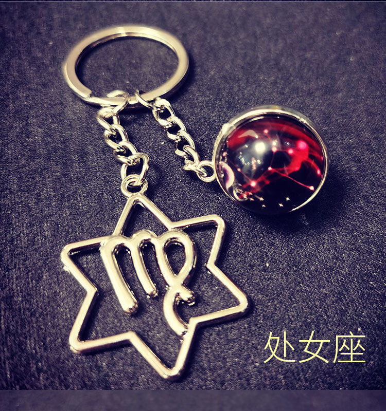书包挂链水晶12星座钥匙链挂件情侣小玩意车钥匙挂饰水晶环扣锁匙扣圈