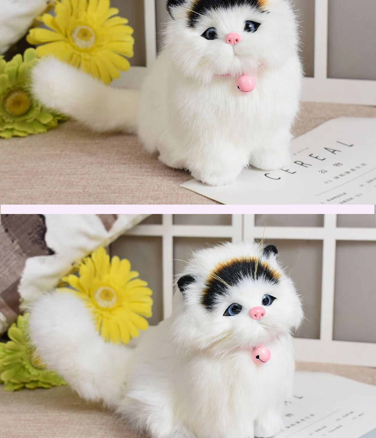 会叫仿真小猫咪玩偶毛绒玩具公仔女士动物模型儿童认知生日礼物 真毛