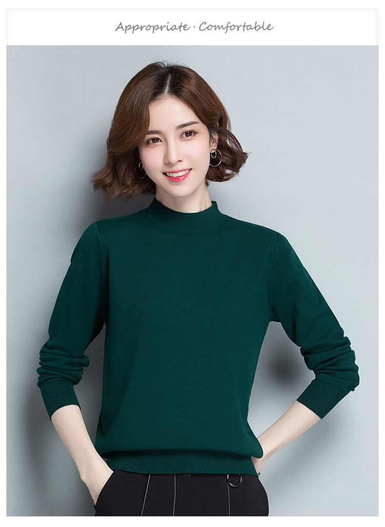 恒源祥品牌高档女装纯羊绒半高领打底羊毛衫女士秋冬毛衣宽松针织衫鄂