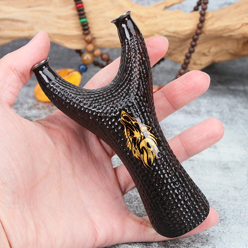 不磨手实战威力大 新款橘皮实木弹弓木头木制原木扁皮弓反曲精准飞虎